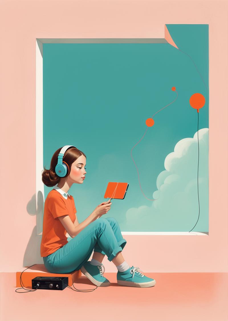 00458-943397471-1 young woman_dutch angle __sitting _lofi girl_listening to music, __cartoon  surreal, whimsical_ (by Oliver Jeffers).png